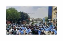 Students blocked Farmgate for safer roads
